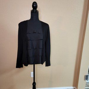 August Silk black business casual blouse.